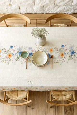 Toalha de mesa antinódoas Spring Vibes - Branco