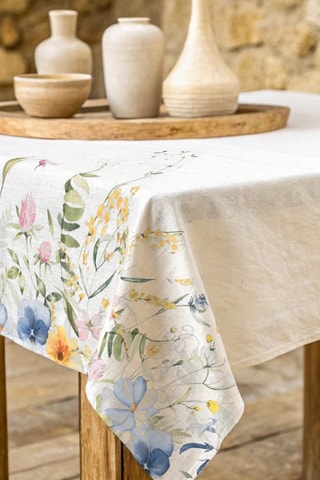 Toalha de mesa antinódoas Spring Vibes - Branco