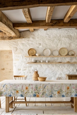 Toalha de mesa antinódoas Spring Vibes - Branco