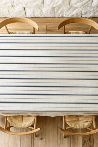 Toalha de mesa antinódoas Colima - Branco e azul-marinho