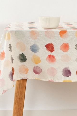 Toalha de mesa anti-nódoas - Branco e vermelho