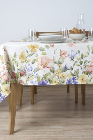 Toalha de mesa antinódoas Flowers - Branco