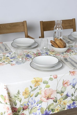 Toalha de mesa antinódoas Flowers - Branco