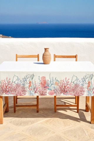 Toalha de mesa antinódoas Sea Elements - Branco