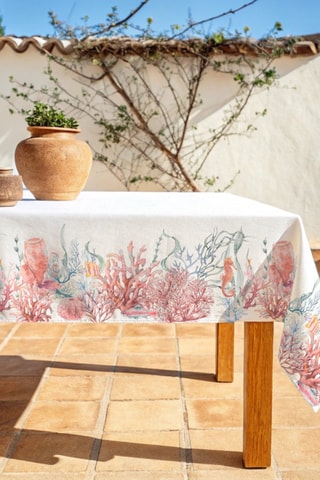 Toalha de mesa antinódoas Sea Elements - Branco