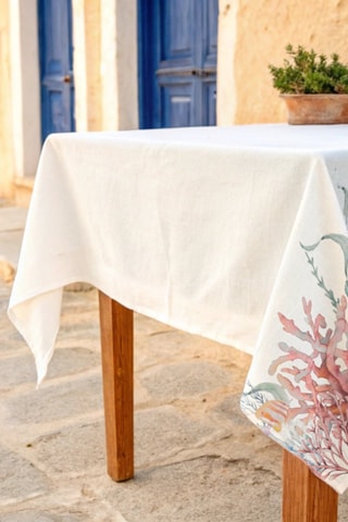 Toalha de mesa antinódoas Sea Elements - Branco
