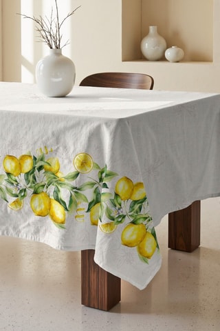 Toalha de mesa retangular anti-manchas em algodão biológico - Branco