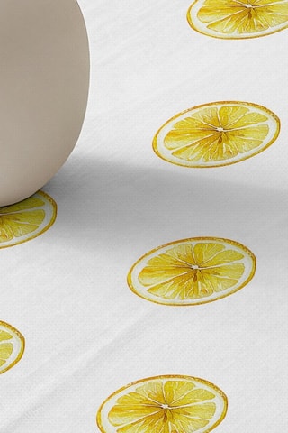 Toalha de mesa retangular antinódoas - Branco e amarelo