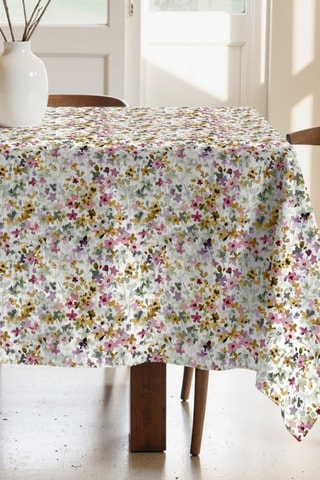Toalha de mesa retangular antinódoas - Branco e violeta