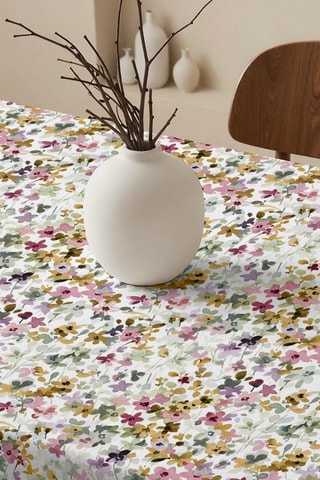 Toalha de mesa retangular antinódoas - Branco e violeta