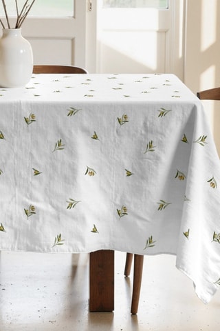 Toalha de mesa retangular antinódoas - Branco e verde -