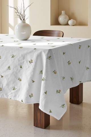 Toalha de mesa retangular antinódoas - Branco e verde -