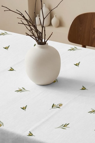 Toalha de mesa retangular antinódoas - Branco e verde -