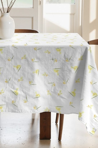 Toalha de mesa retangular antinódoas - Amarelo e branco
