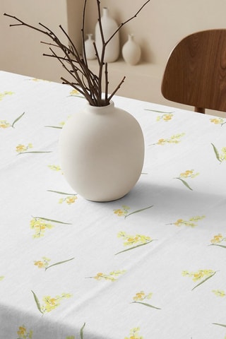 Toalha de mesa retangular antinódoas - Amarelo e branco