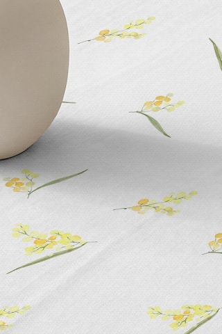 Toalha de mesa retangular antinódoas - Amarelo e branco