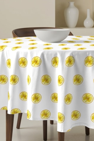 Nappe ronde antitache - Blanc et jaune