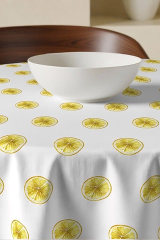 Nappe ronde antitache - Blanc et jaune