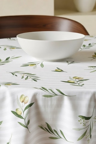 Nappe ronde antitache - Beige et vert olive