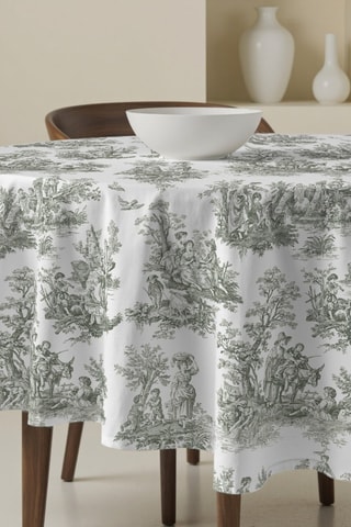 Nappe ronde antitache - Vert foncé et blanc