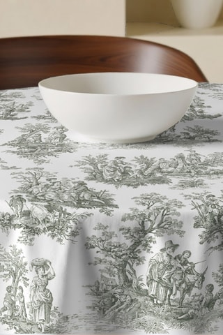 Nappe ronde antitache - Vert foncé et blanc