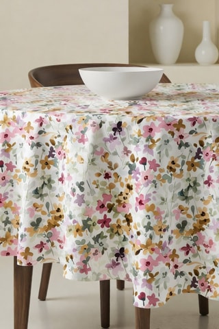 Nappe ronde antitache - Blanc et rose