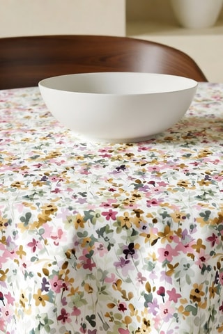 Nappe ronde antitache - Blanc et rose