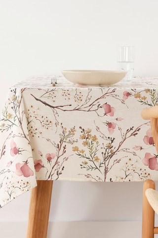 Toalha de mesa anti-nódoas - Bege e rosa