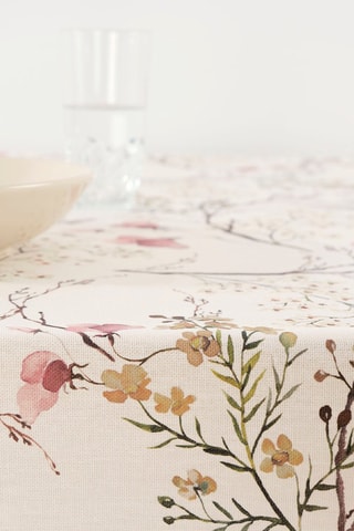Toalha de mesa anti-nódoas - Bege e rosa