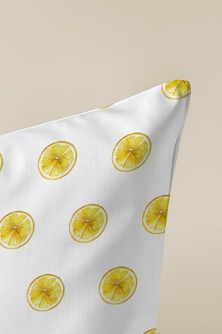 Housse de coussin - Blanc et jaune - 50 x 50 cm