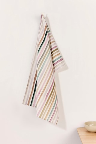 Torchon de cuisine Naiara - Blanc et rose - 45 x 70 cm
