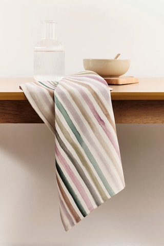 Torchon de cuisine Naiara - Blanc et rose - 45 x 70 cm