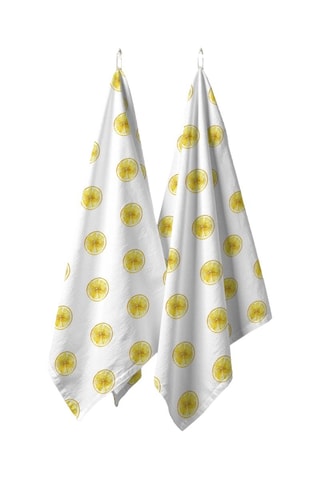 2 torchons - Blanc et jaune