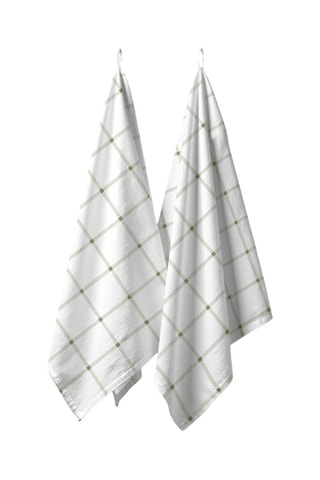 2 torchons - Blanc et vert