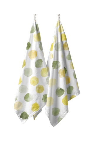 2 torchons - Blanc et vert