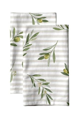 2 torchons - Beige et vert olive