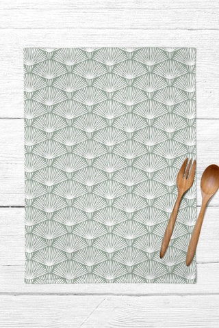 2 strofinacci da cucina - Bianco e verde - 45 x 70 cm