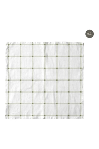 4 serviettes de table - Blanc et vert foncé