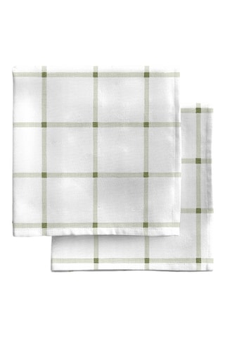 4 serviettes de table - Blanc et vert foncé