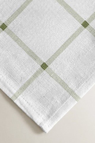 4 serviettes de table - Blanc et vert foncé