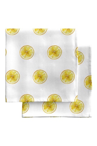 4 serviettes de table - Blanc et jaune