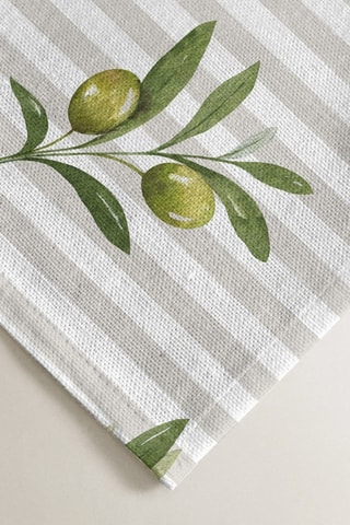 4 serviettes de table - Beige et vert olive
