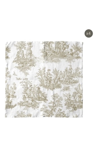 4 serviettes de table - Beige et blanc