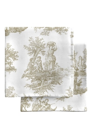 4 serviettes de table - Beige et blanc