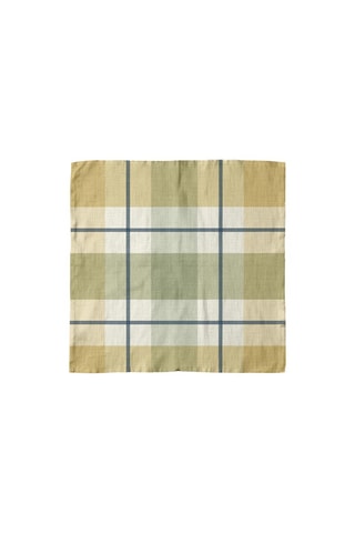 4 serviettes de table - Vert olive et beige