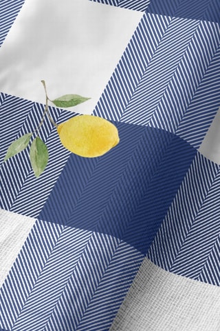 4 serviettes de table - Bleu marine et jaune