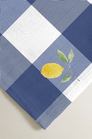 2 serviettes de table antitache - Bleu cobalt et blanc
