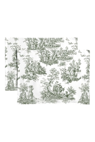 2 serviettes de table antitache - Vert foncé et blanc
