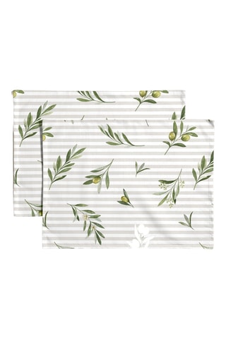 2 serviettes de table antitache - Beige et vert olive
