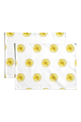 2 serviettes de table antitache - Blanc et jaune